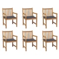 vidaXL Gartenstühle 6 Stk. mit Anthrazit Kissen Massivholz Teak