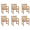 vidaXL Gartenstühle 6 Stk. mit Beigen Kissen Massivholz Teak