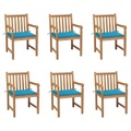 vidaXL Gartenstühle 6 Stk. mit Blauen Kissen Massivholz Teak