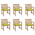 vidaXL Gartenstühle 6 Stk. mit Hellgrünen Kissen Massivholz Teak