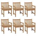 vidaXL Gartenstühle 6 Stk. mit Beigen Kissen Massivholz Teak