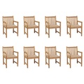 vidaXL Gartenstühle 8 Stk. mit Beigen Kissen Massivholz Teak
