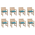 vidaXL Gartenstühle 8 Stk. mit Blauen Kissen Massivholz Teak