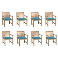 vidaXL Gartenstühle 8 Stk. mit Blauen Kissen Massivholz Teak