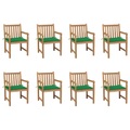 vidaXL Gartenstühle 8 Stk. mit Grünen Kissen Massivholz Teak