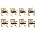 vidaXL Gartenstühle 8 Stk. mit Schwarzen Kissen Massivholz Teak
