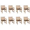 vidaXL Gartenstühle 8 Stk. mit Taupe Kissen Massivholz Teak