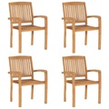 vidaXL Stapelbare Gartenstühle 4 Stk. Massivholz Teak