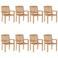 vidaXL Stapelbare Gartenstühle 8 Stk. Massivholz Teak
