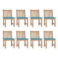 vidaXL Gartenstühle 8 Stk. mit Kissen Massivholz Teak