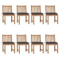 vidaXL Gartenstühle 8 Stk. mit Kissen Massivholz Teak
