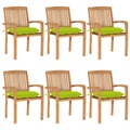 vidaXL Stapelbare Gartenstühle mit Kissen 6 Stk. Massivholz Teak