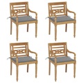 vidaXL Batavia-Stühle mit Kissen 4 Stk. Massivholz Teak
