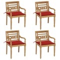 vidaXL Batavia-Stühle mit Kissen 4 Stk. Massivholz Teak