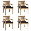 vidaXL Batavia-Stühle mit Kissen 4 Stk. Massivholz Teak