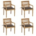 vidaXL Batavia-Stühle mit Kissen 4 Stk. Massivholz Teak