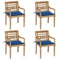 vidaXL Batavia-Stühle mit Kissen 4 Stk. Massivholz Teak