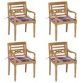 vidaXL Batavia-Stühle mit Kissen 4 Stk. Massivholz Teak