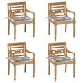 vidaXL Batavia-Stühle mit Kissen 4 Stk. Massivholz Teak