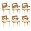 vidaXL Batavia-Stühle mit Kissen 6 Stk. Massivholz Teak