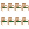 vidaXL Stapelbare Gartenstühle mit Kissen 8 Stk. Massivholz Teak