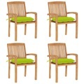 vidaXL Stapelbare Gartenstühle mit Kissen 4 Stk. Massivholz Teak