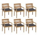 vidaXL Batavia-Stühle mit Kissen 6 Stk. Massivholz Teak