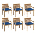 vidaXL Batavia-Stühle mit Kissen 6 Stk. Massivholz Teak