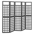 vidaXL, vidaXL 5-tlg. Paravent/Spalier Massivholz Tanne Schwarz 201,5x180 cm