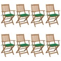vidaXL Klappbare Gartenstühle 8 Stk. mit Kissen Massivholz Akazie