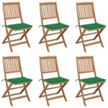 vidaXL Klappbare Gartenstühle 6 Stk. mit Kissen Massivholz Akazie
