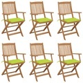 vidaXL Klappbare Gartenstühle 6 Stk. mit Kissen Massivholz Akazie