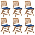 vidaXL Klappbare Gartenstühle 6 Stk. mit Kissen Massivholz Akazie