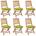 vidaXL Klappbare Gartenstühle 6 Stk. mit Kissen Massivholz Akazie