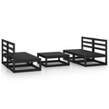 vidaXL 5-tlg. Garten-Lounge-Set Schwarz Massivholz Kiefer