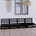 vidaXL 4-Sitzer-Gartensofa Schwarz Kiefer Massivholz