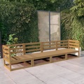 vidaXL 4-Sitzer-Gartensofa Honigbraun Massivholz Kiefer