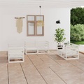 vidaXL 6-tlg. Garten-Lounge-Set Weiß Kiefer Massivholz