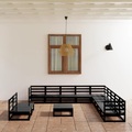 vidaXL 12-tlg. Garten-Lounge-Set Schwarz Massivholz Kiefer