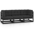 vidaXL 3-Sitzer-Gartensofa mit Kissen Kiefer Massivholz