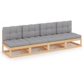 vidaXL 4-Sitzer-Gartensofa mit Kissen Massivholz Kiefer