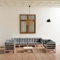 vidaXL 9-tlg. Garten-Lounge-Set mit Kissen Kiefer Massivholz