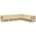vidaXL 8-tlg. Garten-Lounge-Set Kissen Honigbraun Kiefer Massivholz