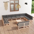 vidaXL 13-tlg. Garten-Lounge-Set mit Kissen Kiefer Massivholz