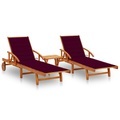 vidaXL Sonnenliegen 2 Stk. mit Tisch und Auflagen Massivholz Akazie