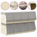 vidaXL Aufbewahrungsboxen mit Deckel 8 Stk. Stapelbar Stoff Grau Creme