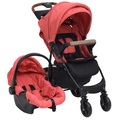 vidaXL 3-in-1 Kinderwagen Rot Stahl