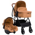 vidaXL 3-in-1 Kinderwagen Taupe und Schwarz Stahl