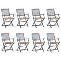 vidaXL Klappbare Gartenstühle 8 Stk. mit Kissen Massivholz Akazie