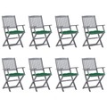 vidaXL Klappbare Gartenstühle 8 Stk. mit Kissen Massivholz Akazie